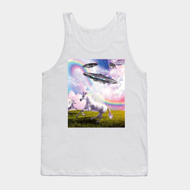 UFO Abducting Unicorn Tank Top by Random Galaxy